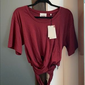 NWT 7 For All Mankind Cropped Tie Waist Tshirt